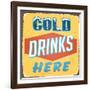 Vintage Design -  Cold Drinks Here-Real Callahan-Framed Art Print