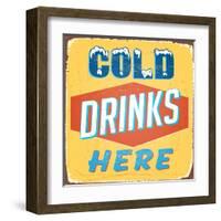 Vintage Design -  Cold Drinks Here-Real Callahan-Framed Art Print