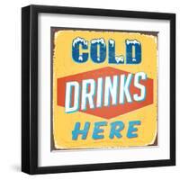 Vintage Design -  Cold Drinks Here-Real Callahan-Framed Art Print