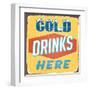 Vintage Design -  Cold Drinks Here-Real Callahan-Framed Art Print