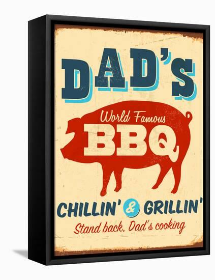 Vintage Design -  Dad's BBQ-Real Callahan-Framed Stretched Canvas