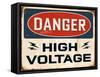 Vintage Design -  Danger High Voltage-Real Callahan-Framed Stretched Canvas