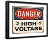 Vintage Design -  Danger High Voltage-Real Callahan-Framed Art Print