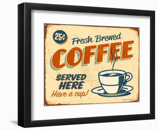 Vintage Design -  Fresh Brewed Coffee-Real Callahan-Framed Art Print