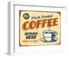 Vintage Design -  Fresh Brewed Coffee-Real Callahan-Framed Art Print