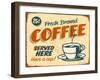 Vintage Design -  Fresh Brewed Coffee-Real Callahan-Framed Art Print