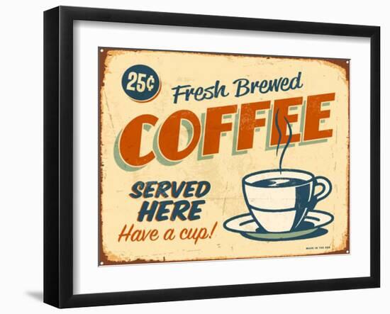 Vintage Design -  Fresh Brewed Coffee-Real Callahan-Framed Art Print