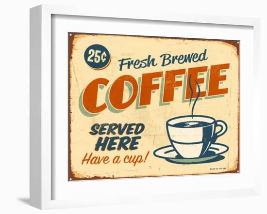 Vintage Design -  Fresh Brewed Coffee-Real Callahan-Framed Art Print