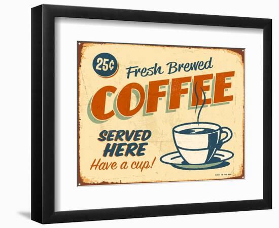 Vintage Design -  Fresh Brewed Coffee-Real Callahan-Framed Art Print