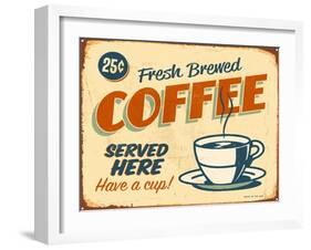 Vintage Design -  Fresh Brewed Coffee-Real Callahan-Framed Art Print