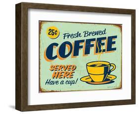 Vintage Design -  Fresh Brewed Coffee-Real Callahan-Framed Art Print