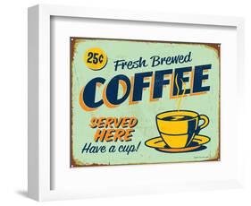 Vintage Design -  Fresh Brewed Coffee-Real Callahan-Framed Art Print