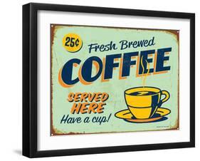 Vintage Design -  Fresh Brewed Coffee-Real Callahan-Framed Art Print