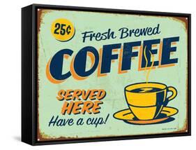 Vintage Design -  Fresh Brewed Coffee-Real Callahan-Framed Stretched Canvas