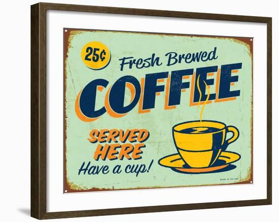 Vintage Design -  Fresh Brewed Coffee-Real Callahan-Framed Art Print