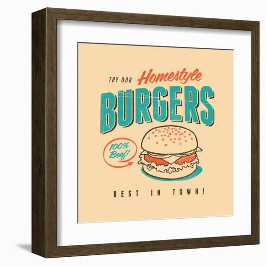 Vintage Design -  Homestyle Burgers-Real Callahan-Framed Art Print