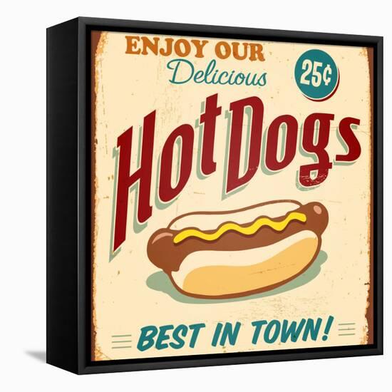 Vintage Design -  Hot Dogs-Real Callahan-Framed Stretched Canvas