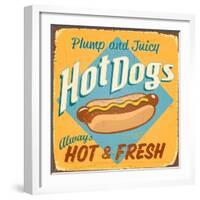 Vintage Design -  Hot Dogs-Real Callahan-Framed Art Print