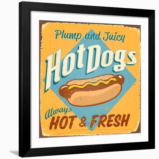 Vintage Design -  Hot Dogs-Real Callahan-Framed Art Print