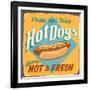 Vintage Design -  Hot Dogs-Real Callahan-Framed Art Print