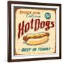 Vintage Design -  Hot Dogs-Real Callahan-Framed Art Print