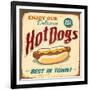 Vintage Design -  Hot Dogs-Real Callahan-Framed Art Print