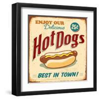 Vintage Design -  Hot Dogs-Real Callahan-Framed Art Print