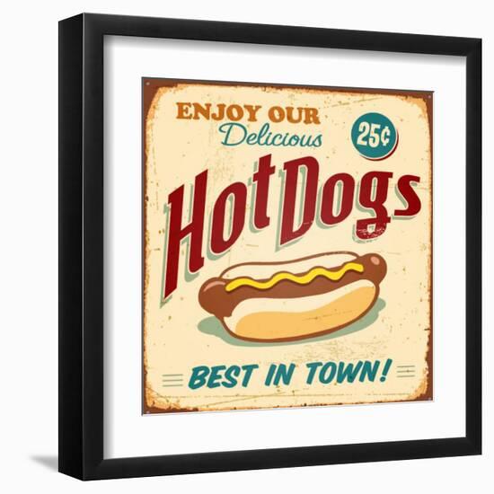 Vintage Design -  Hot Dogs-Real Callahan-Framed Art Print