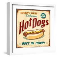 Vintage Design -  Hot Dogs-Real Callahan-Framed Art Print