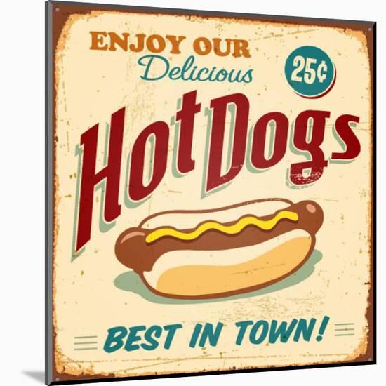 Vintage Design -  Hot Dogs-Real Callahan-Mounted Art Print