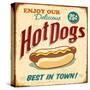 Vintage Design -  Hot Dogs-Real Callahan-Stretched Canvas