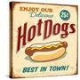 Vintage Design -  Hot Dogs-Real Callahan-Stretched Canvas