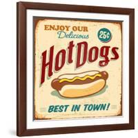 Vintage Design -  Hot Dogs-Real Callahan-Framed Art Print