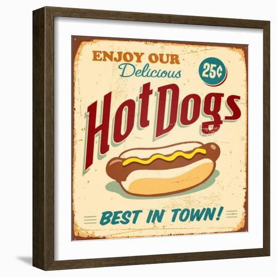 Vintage Design -  Hot Dogs-Real Callahan-Framed Art Print