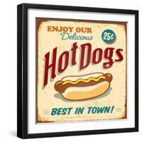 Vintage Design -  Hot Dogs-Real Callahan-Framed Art Print