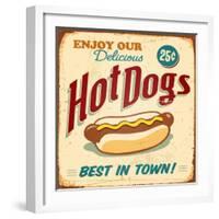 Vintage Design -  Hot Dogs-Real Callahan-Framed Art Print