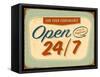 Vintage Design -  Open 24/7-Real Callahan-Framed Stretched Canvas