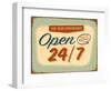 Vintage Design -  Open 24/7-Real Callahan-Framed Art Print