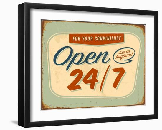 Vintage Design -  Open 24/7-Real Callahan-Framed Art Print