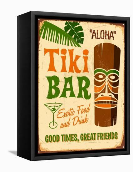 Vintage Design -  Tiki Bar-Real Callahan-Framed Stretched Canvas