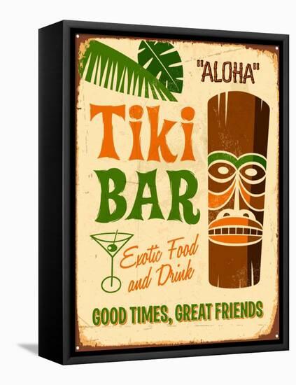 Vintage Design -  Tiki Bar-Real Callahan-Framed Stretched Canvas
