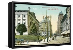 Vintage Downtown Portland, Oregon-null-Framed Stretched Canvas