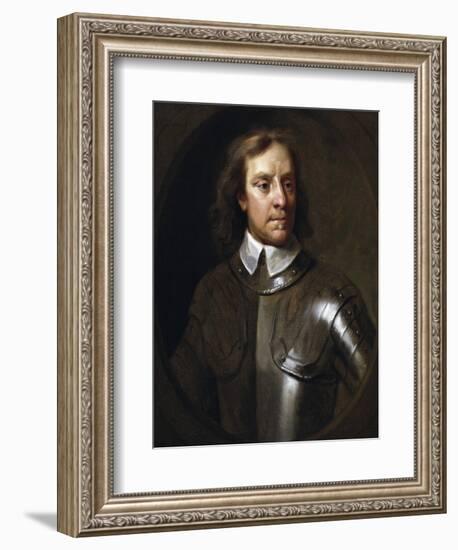 Vintage English History Painting of Lord Protector Oliver Cromwell-Stocktrek Images-Framed Art Print