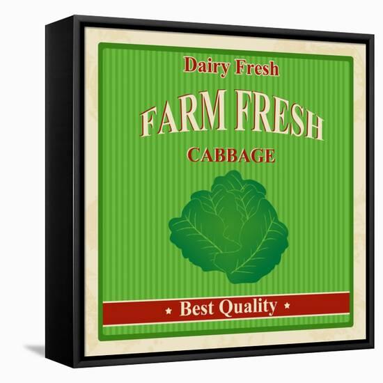 Vintage Farm Fresh Cabbage Poster-radubalint-Framed Stretched Canvas