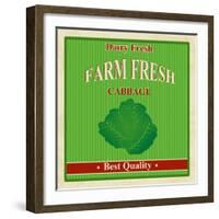 Vintage Farm Fresh Cabbage Poster-radubalint-Framed Art Print