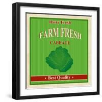 Vintage Farm Fresh Cabbage Poster-radubalint-Framed Art Print