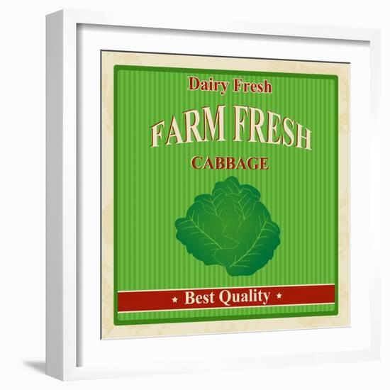 Vintage Farm Fresh Cabbage Poster-radubalint-Framed Art Print