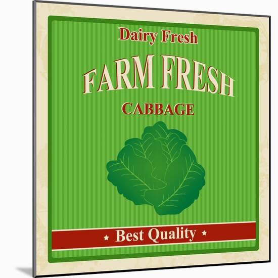 Vintage Farm Fresh Cabbage Poster-radubalint-Mounted Art Print