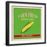 Vintage Farm Fresh Sweet Corn Poster-radubalint-Framed Art Print