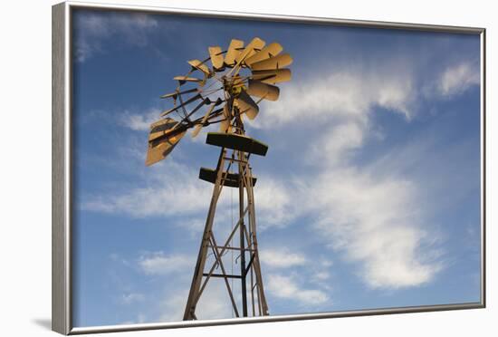 Vintage Farm Windmills at Sunset, Elk City, Oklahoma, USA-Walter Bibikow-Framed Photographic Print